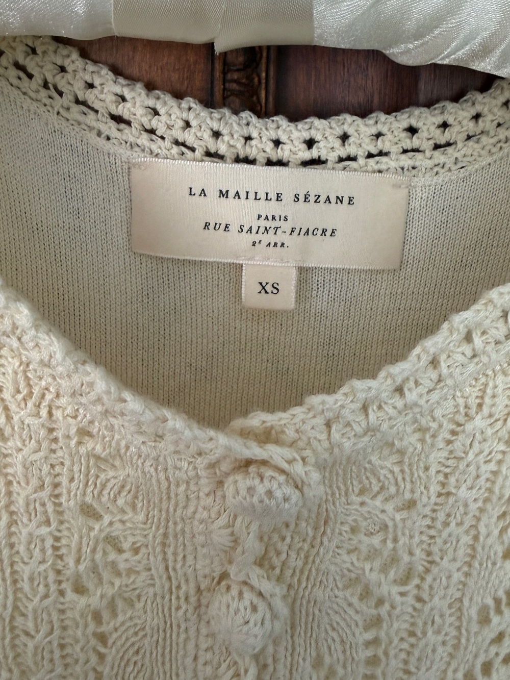 Sezane Willa Sleeveless Cream Knit Button-Front Dress - Picture 3 of 9